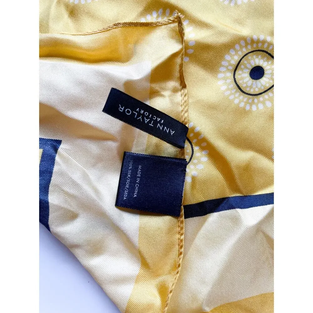 Ann Taylor Factory Yellow Silk Scarf 25" Square - Picture 2 of 3